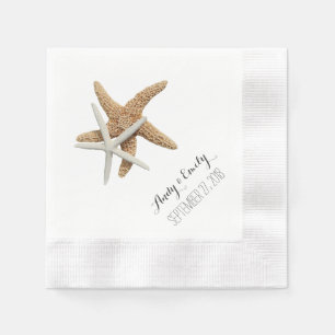 Natural Starfish Couple White Personalized Wedding Napkin