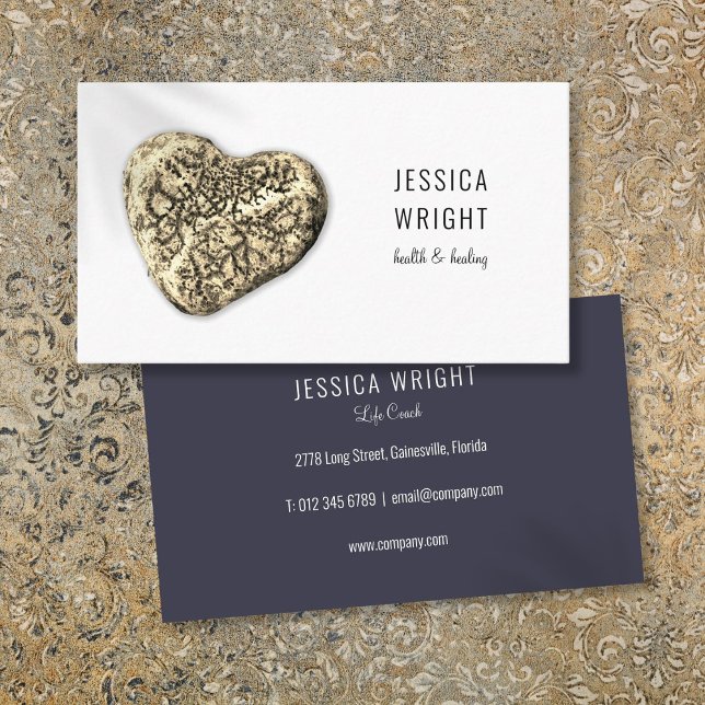 Natural Stone Pebble Heart Business Card (Natural Stone Pebble Heart Business Card)