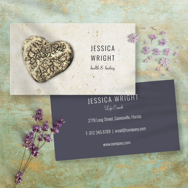 Natural Stone Pebble Heart Rustic Business Card (Creator Uploaded)