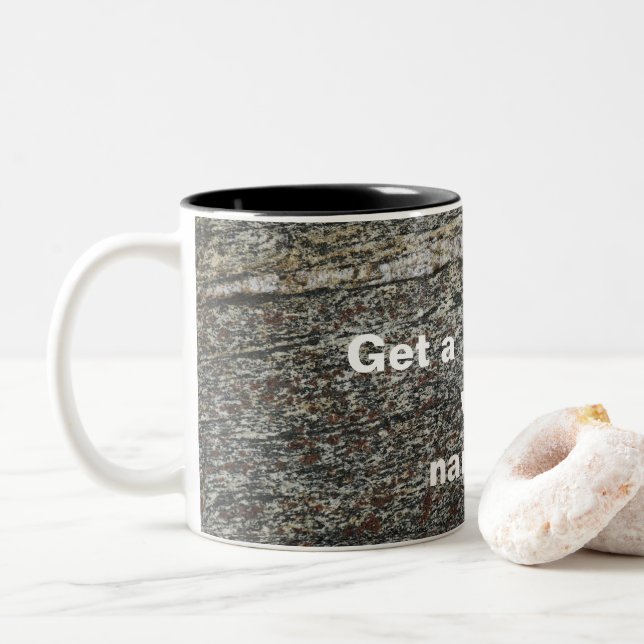 Natural Stone textured photo mug |Two-Tone Mug,  (With Donut)