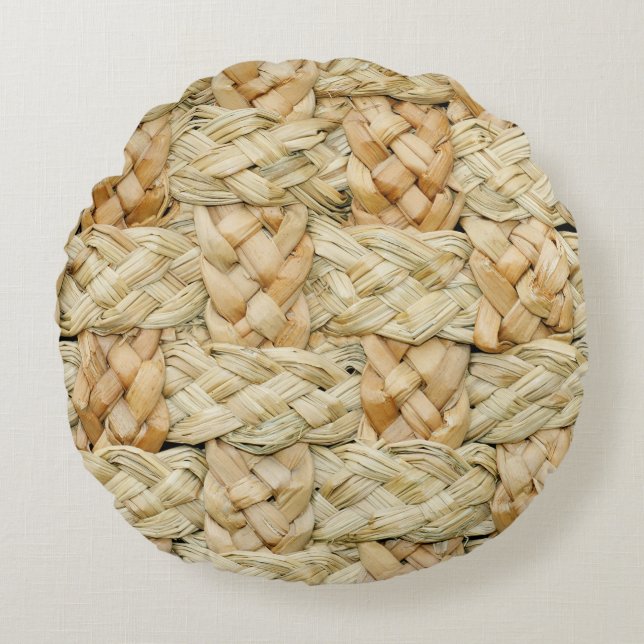 Natural Straw Texture Background Round Pillow (Front)
