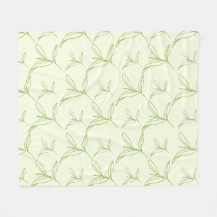 Natural Tea Leaf Mint Green Seamless Pattern Fleece Blanket