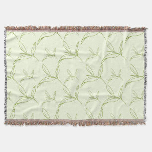 Natural Tea Leaf Mint Green Seamless Pattern Throw Blanket
