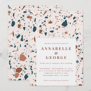 Natural terrazzo typography modern wedding announc announcement