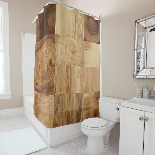 Natural Timber Shower Curtain (In Situ)