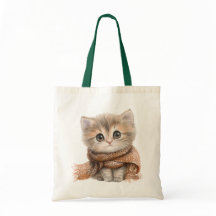 "Natural Tote Bag: Cute Kitty in Eco-Chic Style"