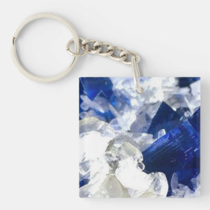 Natural Transparent Deep Blue Flourite  Keychain