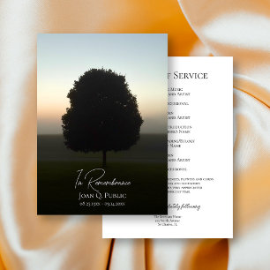 Natural Tree At Sunrise Funeral Memorial Service Program