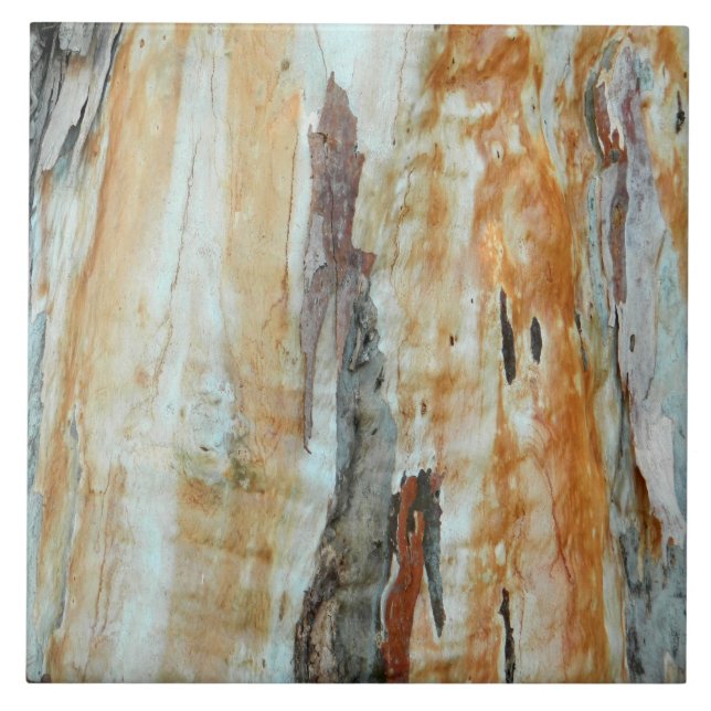 Natural tree bark colourful orange and grey pictur tile (Front)
