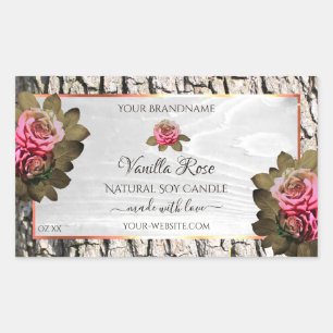 Natural Tree Bark Product Labels White Wood Grain