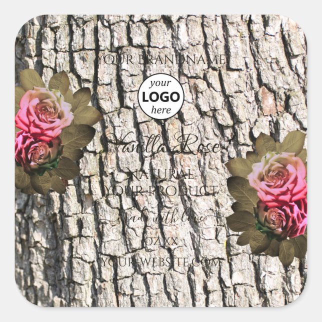 Natural Tree Bark White Wood Product Labels Logo (Front)