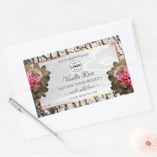 Natural Tree Bark White Wood Product Labels Logo