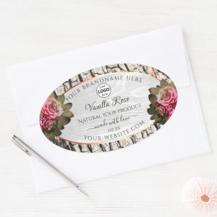 Natural Tree Bark White Wood Product Labels Logo