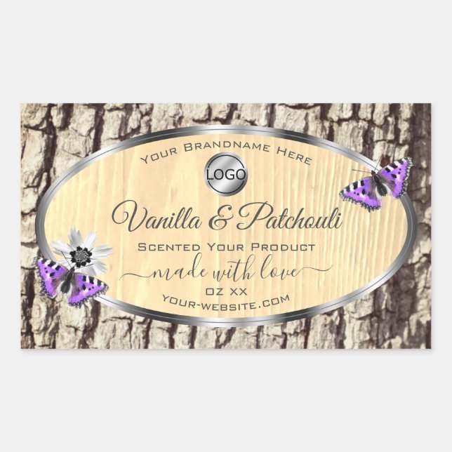 Natural Tree Bark Wood Grain Product Labels Logo (Front)