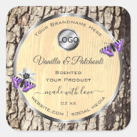 Natural Tree Bark Wood Grain Product Labels Logo