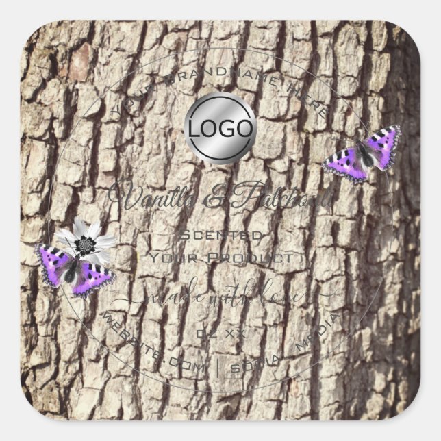 Natural Tree Bark Wood Grain Product Labels Logo (Front)