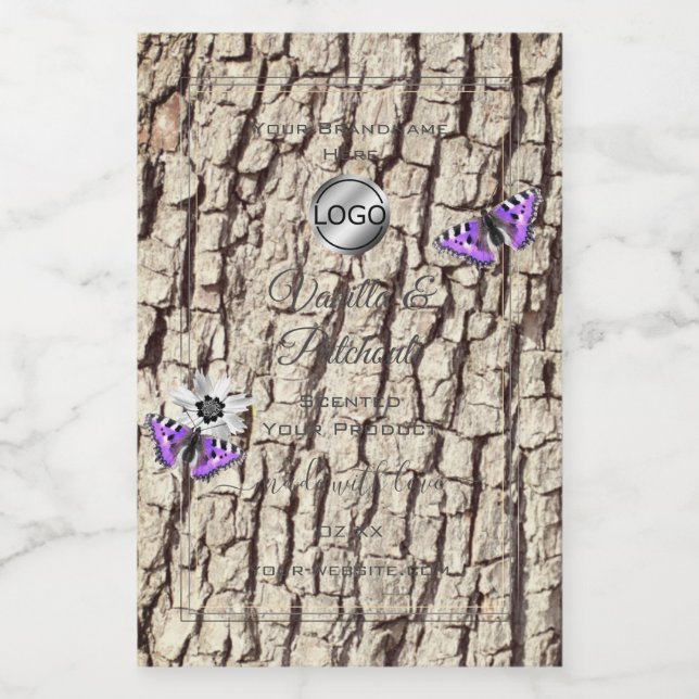Natural Tree Bark Wood Grain Product Labels Logo (Single Label)