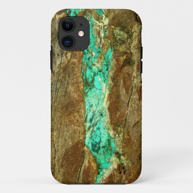 Natural turquoise vein in rough brown stone Case-Mate iPhone case (Back)