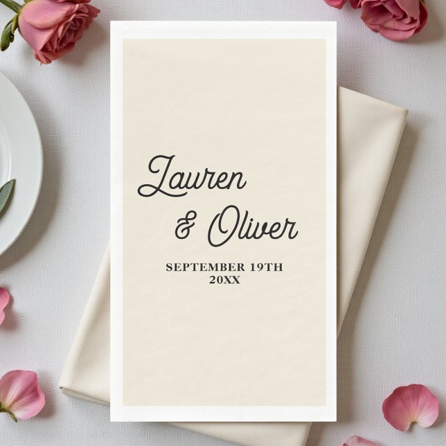 Natural White Script Minimalist Wedding Napkin (Creator Uploaded)