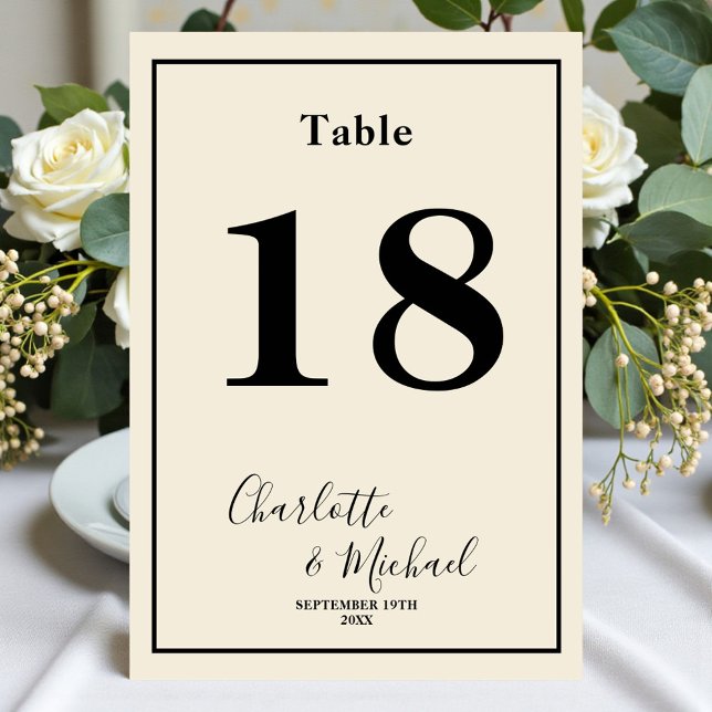 Natural White Script Minimalist Wedding Table Number (Creator Uploaded)