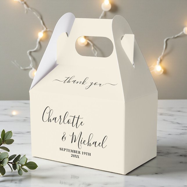 Natural White Script Minimalist Wedding Thank You Favor Box (Creator Uploaded)
