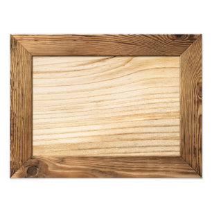 Natural Wood Frame With Wooden Plank Inside Photo Print
