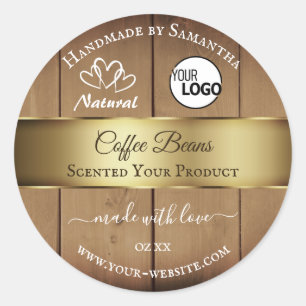 Natural Wood Grain Product Labels Gold Decor Logo