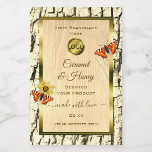 Natural Wood Grain Tree Bark Product Labels Logo