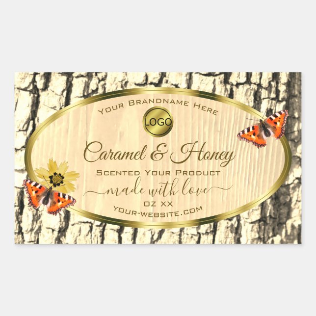 Natural Wood Grain Tree Bark Product Labels Logo (Front)