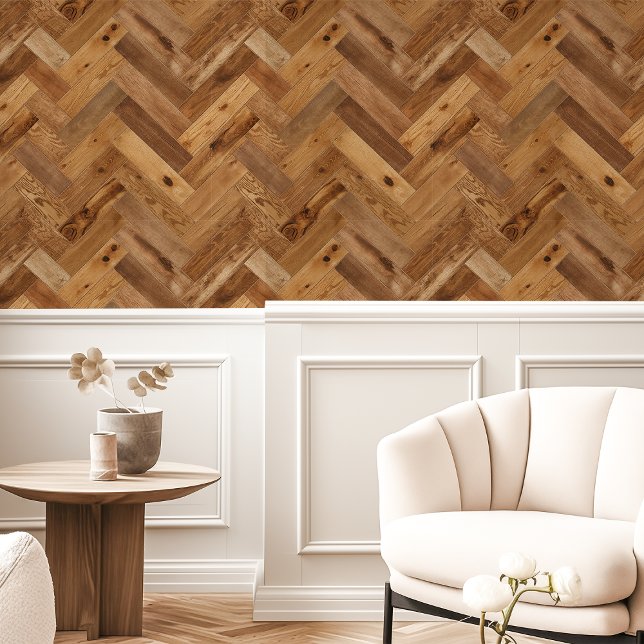 Natural Wood Herringbone Wallpaper (Creator Uploaded)