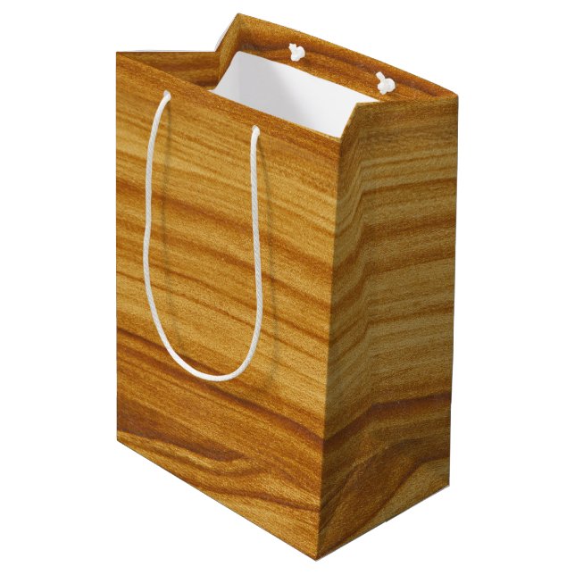 Natural Wood Pattern Medium Gift Bag (Back Angled)