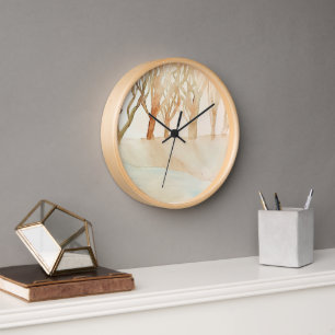 Natural wooden wall clock