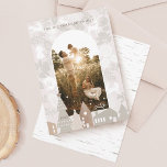 Natural Woodland Animals Cozy Village Arch Photo Holiday Card<br><div class="desc">Our natural woodland animals, cozy village Christmas card captures the true nature of the simple things. Natural textures of woodgrains, soft earth tones with beige, greys, and light ceramic creams create a clean, minimal, and cozy design. We've incorporated our hand-drawn woodland foxes, deer, rabbits, and natural floral, foliage elements in...</div>