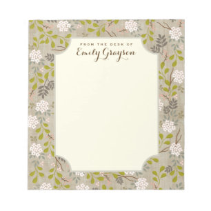 Natural Woodland Floral Personalized Notepad