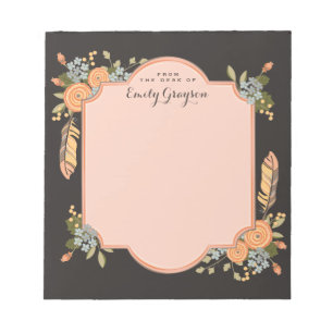 Natural Woodland Floral Personalized Notepad