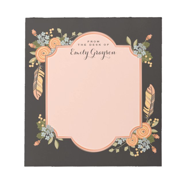 Natural Woodland Floral Personalized Notepad (Front)