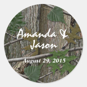 Natural Woodland Trees Bark and Leaves Classic Round Sticker