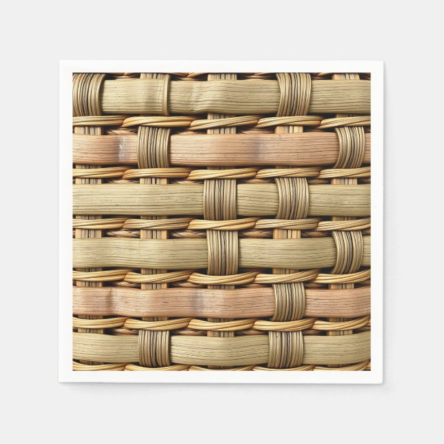 Natural Woven Texture Rustic Brown and Beige Napkin (Front)