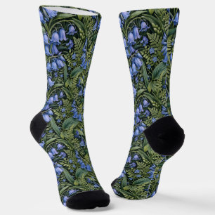 Naturalistic Bluebell Foliage Illustration Socks