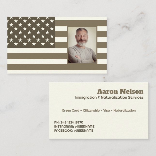 Naturalization Immigration Business Card (Front/Back)