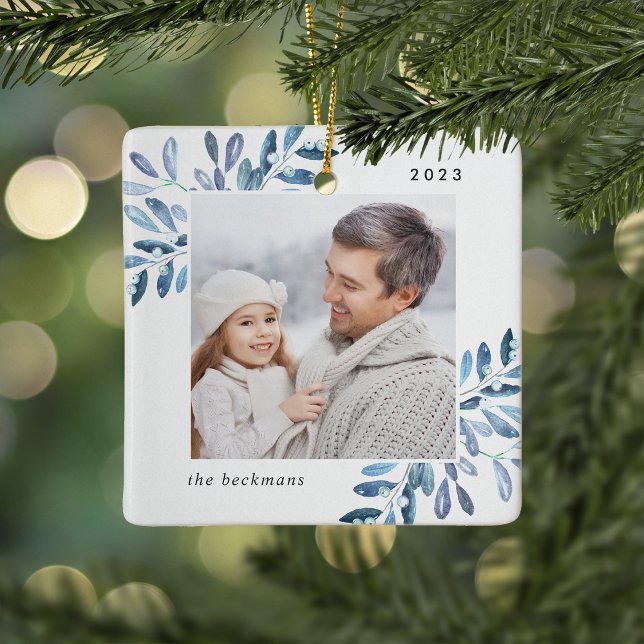 Naturally Joyful | Botanical Personalized Photo Ceramic Ornament (Creator Uploaded)