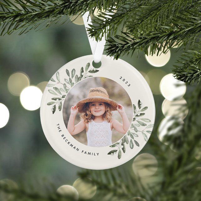 Naturally Joyful | Botanical Personalized Photo Ornament (Creator Uploaded)