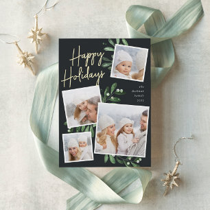 Naturally Joyful Christmas Photo Collage Foil Holiday Card