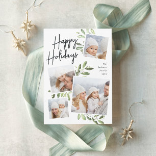 Naturally Joyful Christmas Photo Collage Holiday Card