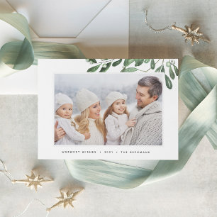 Naturally Joyful Elegant Botanical Photo Holiday Card
