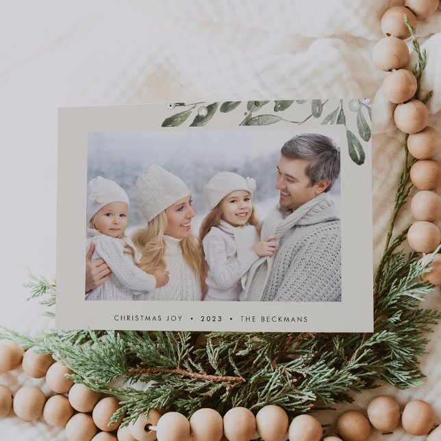 Naturally Joyful | Elegant Single Photo Holiday Card (Creator Uploaded)