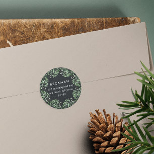 Naturally Joyful   Holiday Return Address Classic Round Sticker