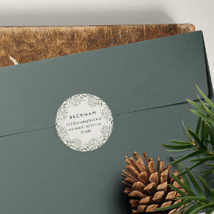 Naturally Joyful Holiday Return Address Classic Round Sticker