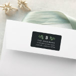 Naturally Joyful Monogram Return Address Label<br><div class="desc">Designed to coordinate with our Naturally Joyful holiday collection,  return address labels feature sprigs of forest green watercolor leaves and foliage with tiny white berries flanking your single initial monogram,  on a contrasting dark background. Personalize with your return address beneath in chic white lettering.</div>