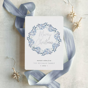 Naturally Joyful Watercolor Wreath Christmas Foil Holiday Card